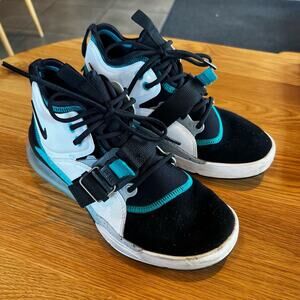 Nike YOUTH Air Force Command 270 Sneakers Black White Teal High Top 5.5Y